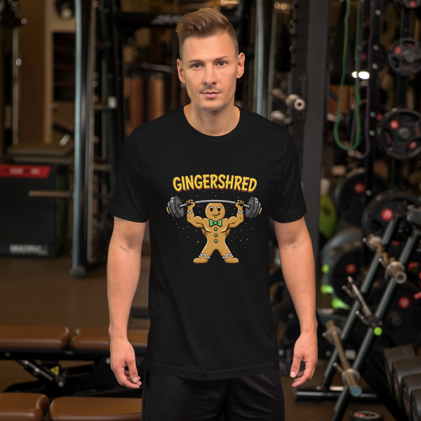 Gingershred Funny Gingerbread Man Gym Bodybuilding Christmas T-Shirt