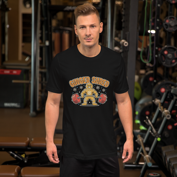 Gingershred Funny Gingerbread Man Gym Bodybuilding Christmas T-Shirt